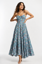Azure Bloom Maxi Dress