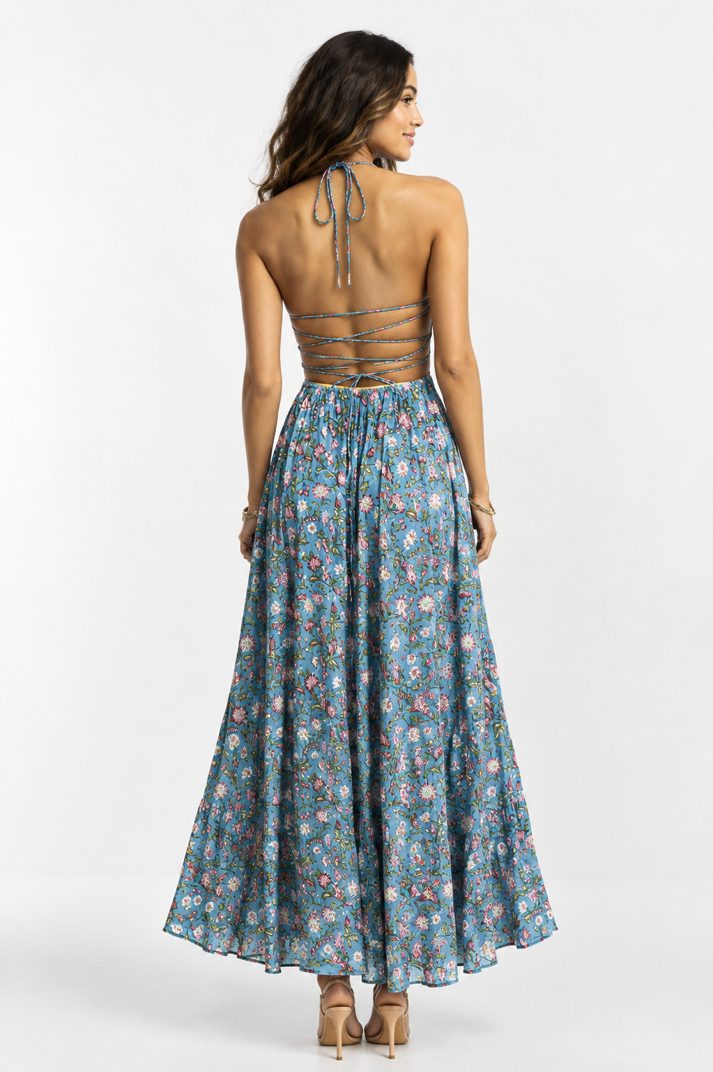 Azure Bloom Maxi Dress