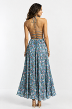 Azure Bloom Maxi Dress