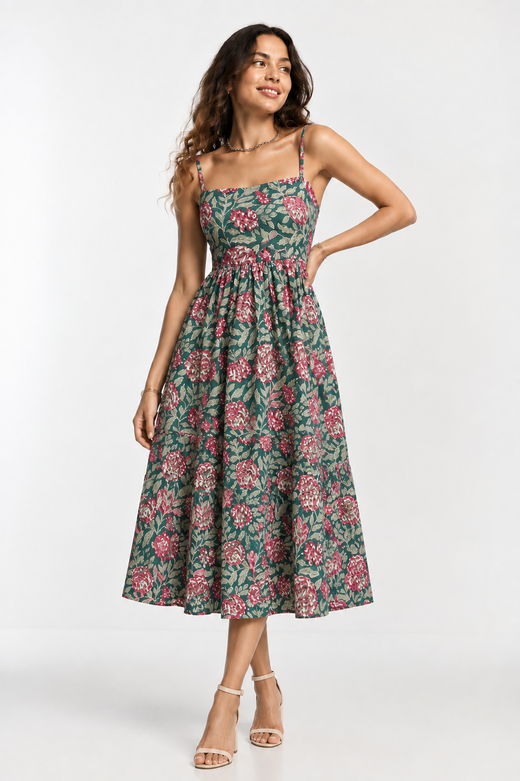 Pink Striped Floral Skirt Co-ord Set