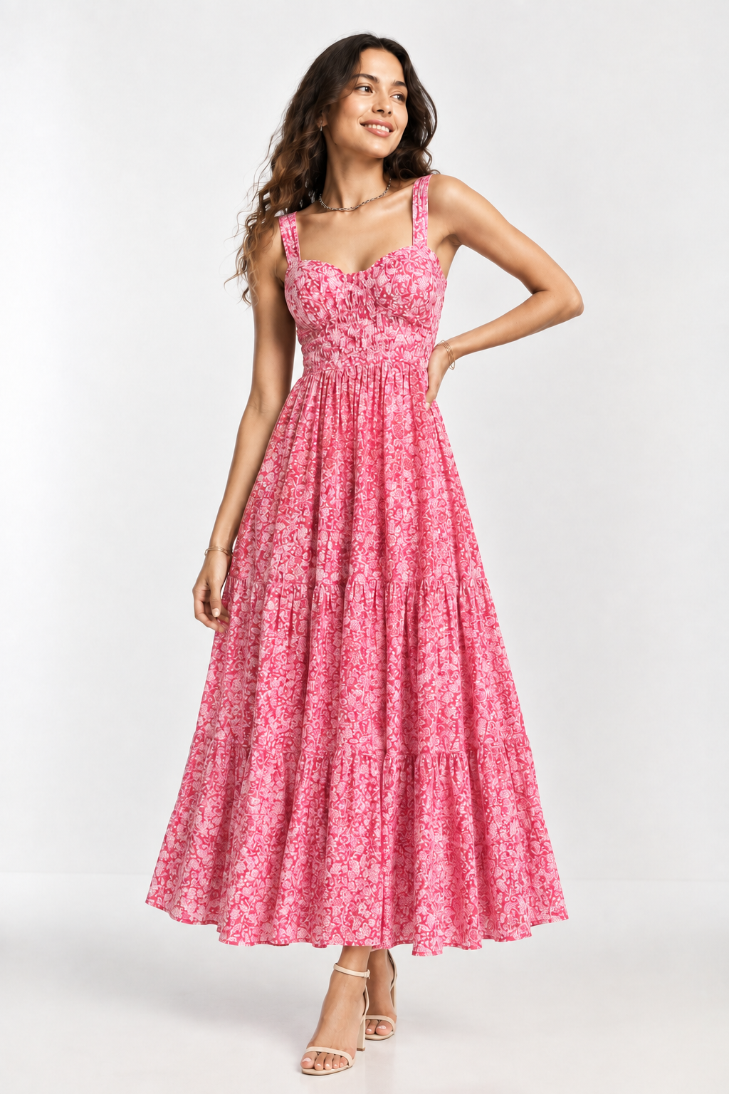 Puff Sleeve Crop Top and Flared Skirt Co-ord
